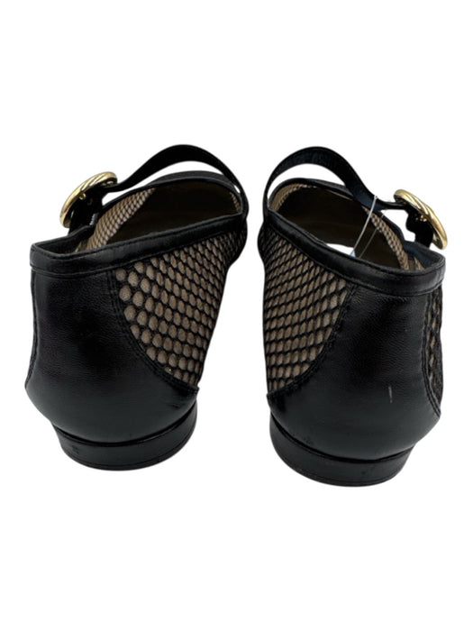 Stuart Weitzman Shoe Size 12 Black Leather & Mesh Fishnet Detail Mesh body Flats Black / 12