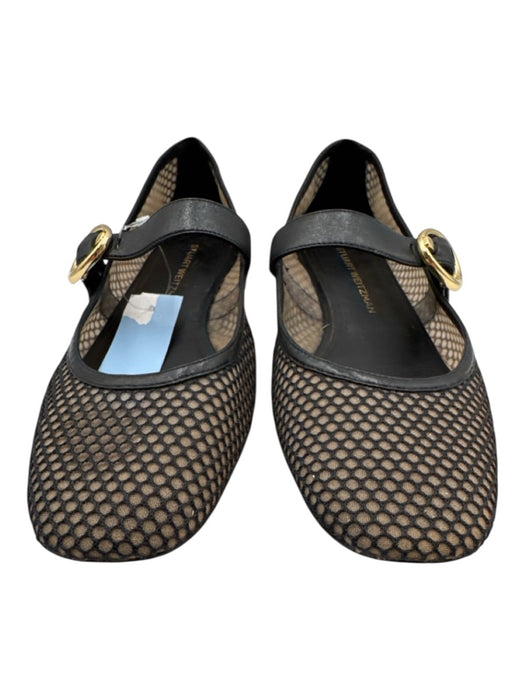 Stuart Weitzman Shoe Size 12 Black Leather & Mesh Fishnet Detail Mesh body Flats Black / 12