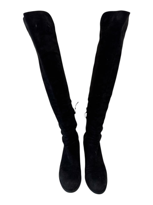 Stuart Weitzman Shoe Size 10 Black Suede Side Zip Round Toe Low Heel Boots Black / 10