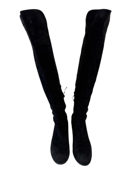 Stuart Weitzman Shoe Size 10 Black Suede Side Zip Round Toe Low Heel Boots Black / 10