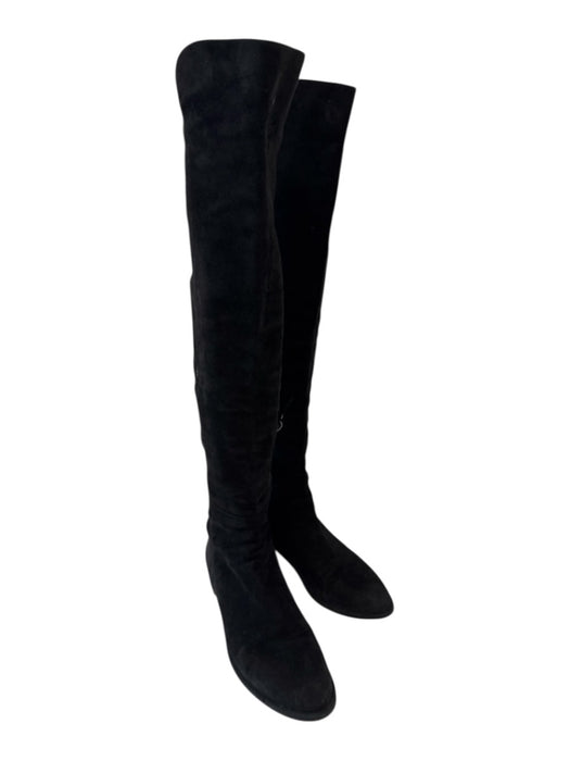Stuart Weitzman Shoe Size 10 Black Suede Side Zip Round Toe Low Heel Boots Black / 10