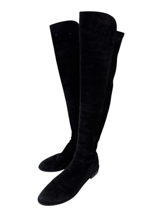 Stuart Weitzman Shoe Size 10 Black Suede Side Zip Round Toe Low Heel Boots Black / 10