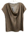 Vince Size L Brown, Tan, Black Silk Houndstooth Short Sleeve Ear Cuff Top Brown, Tan, Black / L