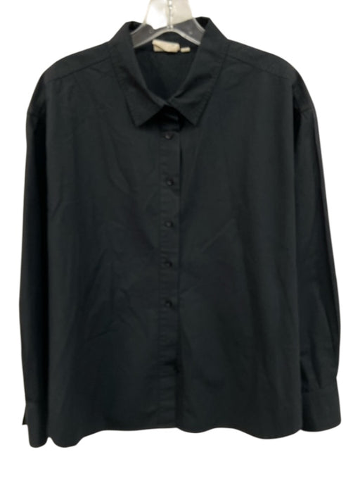 Julia Amory Size L Black Cotton Button Down gathered cuffs Long Sleeve Top Black / L