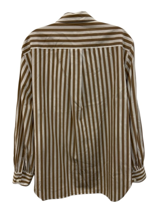 Rag & Bone Size L Brown & White Cotton Stripe Long Sleeve Button Down Top Brown & White / L