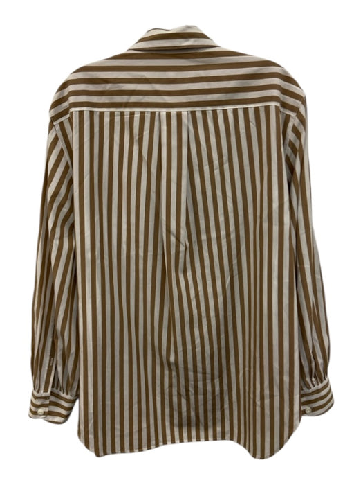 Rag & Bone Size L Brown & White Cotton Stripe Long Sleeve Button Down Top Brown & White / L