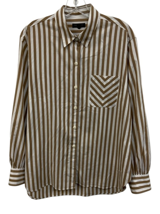 Rag & Bone Size L Brown & White Cotton Stripe Long Sleeve Button Down Top Brown & White / L