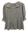 Doen Size L White & Blue Cotton Lace Trim Stripe flounce detail Puff Sleeve Top White & Blue / L