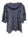 Doen Size XL Blue & White Organic Cotton Flounce Floral Button Down Top Blue & White / XL
