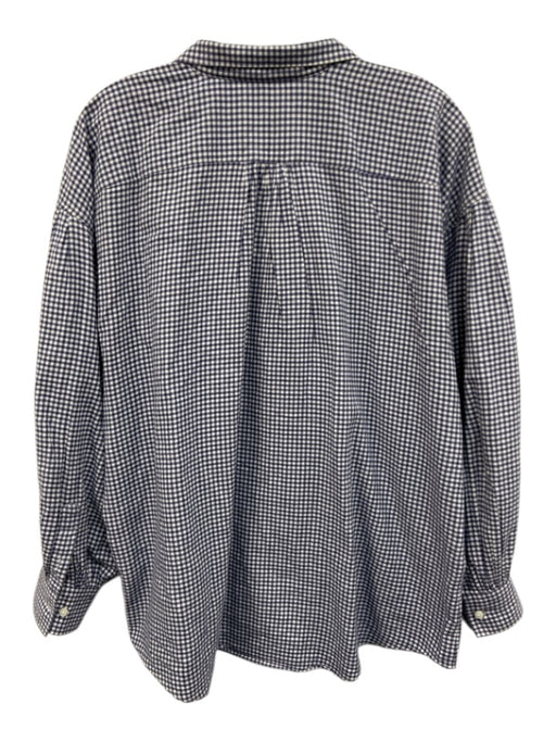 Ann Mashburn Size L Blue & White Cotton Gingham Long Balloon Sleeve Top Blue & White / L
