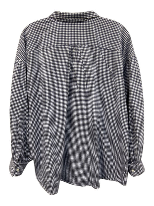 Ann Mashburn Size L Blue & White Cotton Gingham Long Balloon Sleeve Top Blue & White / L