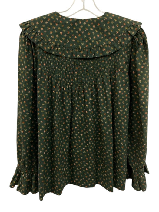 Doen Size XL Green, Pink, Red Organic Cotton Exaggerated Collar Floral Top Green, Pink, Red / XL
