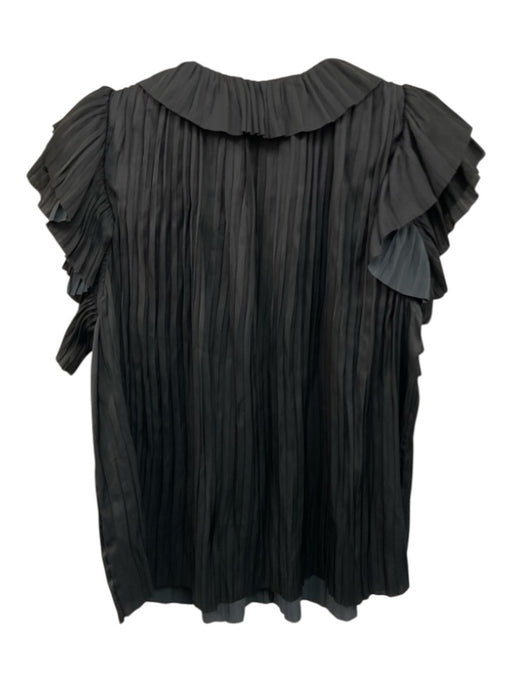 Ulla Johnson Size 10 Black Polyester Pleated Tie Detail Flutter Cap Sleeve Top Black / 10