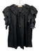Ulla Johnson Size 10 Black Polyester Pleated Tie Detail Flutter Cap Sleeve Top Black / 10
