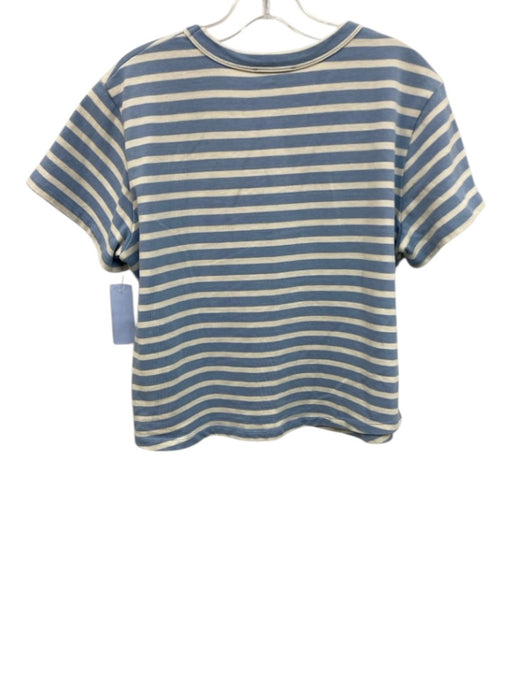Tuckernuck Size L Blue & Cream Cotton Stripe Boxy short sleeve Top Blue & Cream / L