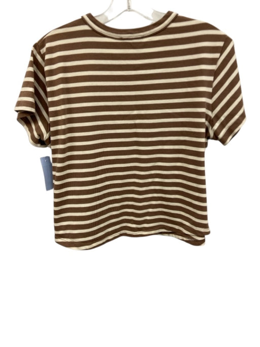 Tuckernuck Size L Brown & Cream Cotton Stripe Boxy short sleeve Top Brown & Cream / L