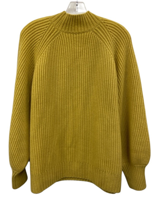 Ann Mashburn Size L Mustard Yellow Cashmere Long puff sleeve Rib Knit Sweater Mustard Yellow / L