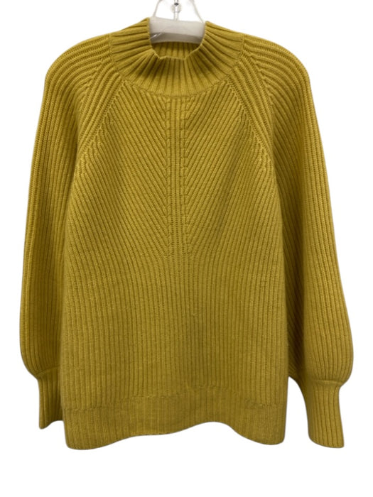 Ann Mashburn Size L Mustard Yellow Cashmere Long puff sleeve Rib Knit Sweater Mustard Yellow / L