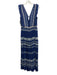Self-Portrait Size 10 Blue & White Polyester Ruffle Cap Sleeve V Neck Maxi Dress Blue & White / 10