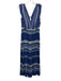 Self-Portrait Size 10 Blue & White Polyester Ruffle Cap Sleeve V Neck Maxi Dress Blue & White / 10