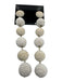 Rebecca De Ravenel White Textile Post Back Beaded Balls Threaded Balls Earrings White