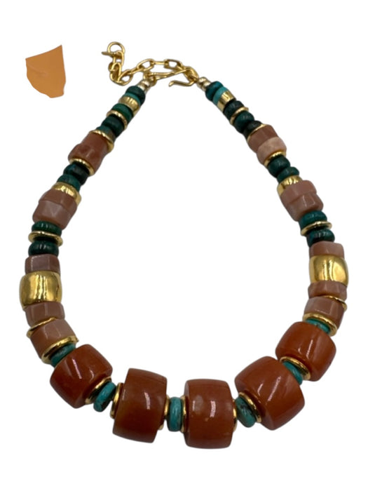 Lizzie Fortunato Orange, green, & gold Stones Chunky Hook Clasp Necklace Orange, green, & gold