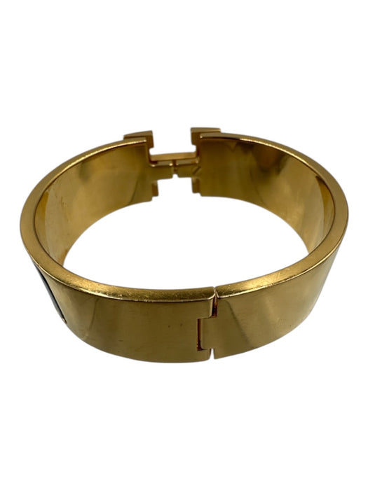 Hermes Black & Gold Enamel Bangle Logo Clic Clac Bracelet Black & Gold