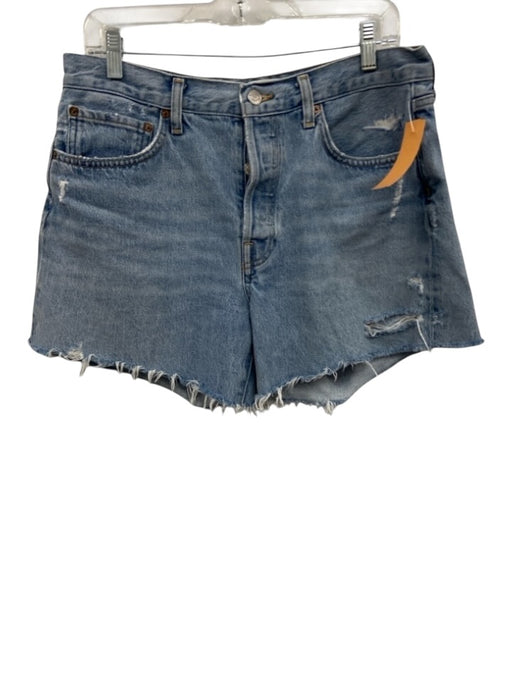 Agolde Size 29 Light Wash Cotton Denim Button Fly Distressed Raw Hem Shorts Light Wash / 29