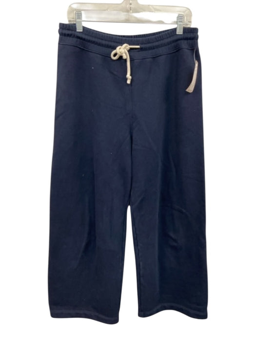 Jenni Kayne Size L Navy Blue Cotton Elastic Drawstring Waist Wide Leg Pants Navy Blue / L