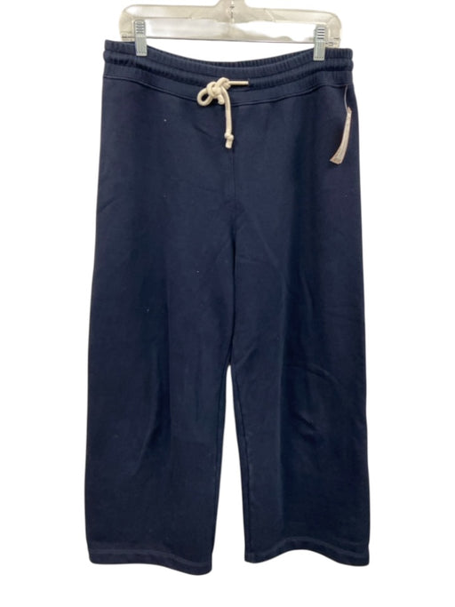 Jenni Kayne Size L Navy Blue Cotton Elastic Drawstring Waist Wide Leg Pants Navy Blue / L