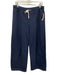 Jenni Kayne Size L Navy Blue Cotton Elastic Drawstring Waist Wide Leg Pants Navy Blue / L