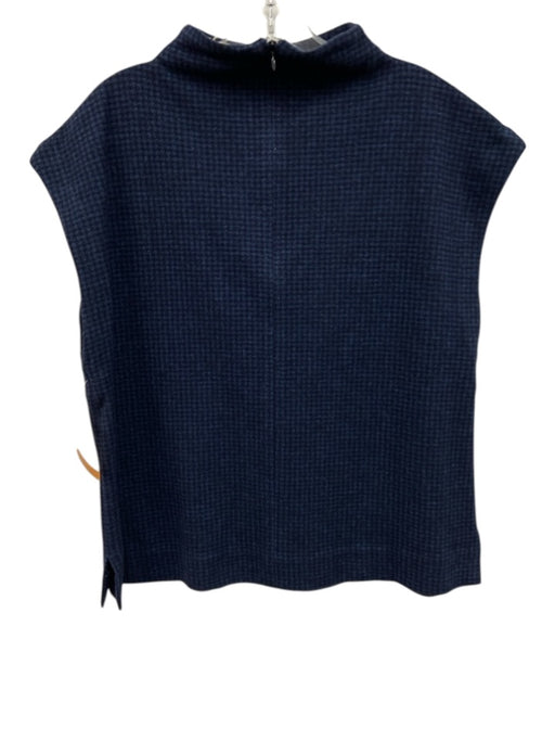 Ann Mashburn Size L Blue & Navy Cotton & Wool Mock Neck Houndstooth Tunic Top Blue & Navy / L