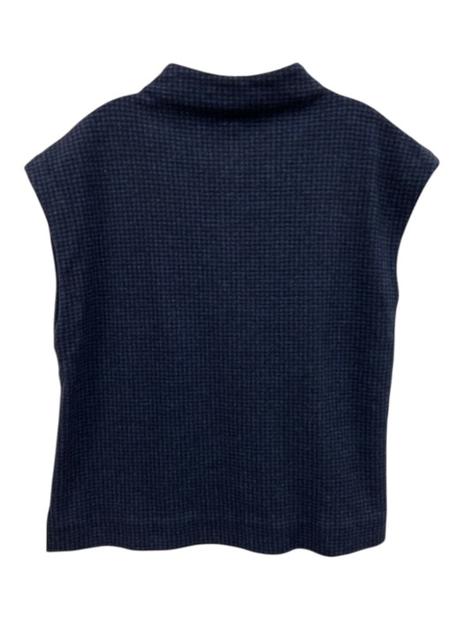 Ann Mashburn Size L Blue & Navy Cotton & Wool Mock Neck Houndstooth Tunic Top Blue & Navy / L