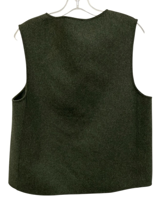 COS Size 10 Green Wool & Nylon Sleeveless 1/4 Zip Top Green / 10