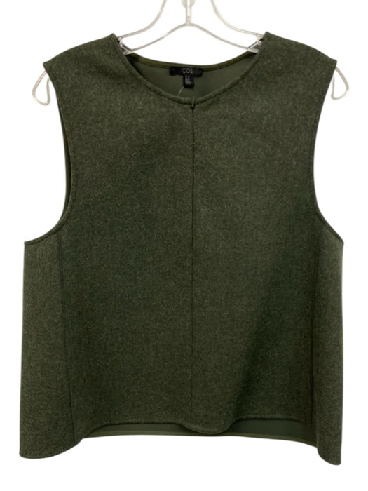 COS Size 10 Green Wool & Nylon Sleeveless 1/4 Zip Top Green / 10