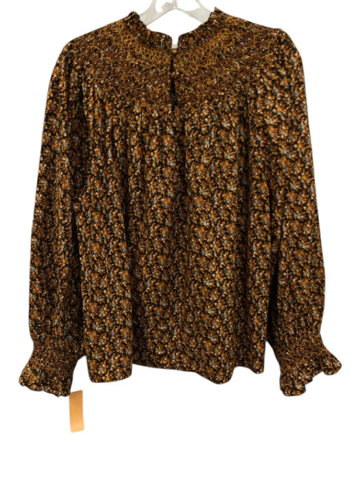 Doen Size XL Orange, Black & blue Organic Cotton Puff 3/4 Sleeve Top Orange, Black & blue / XL