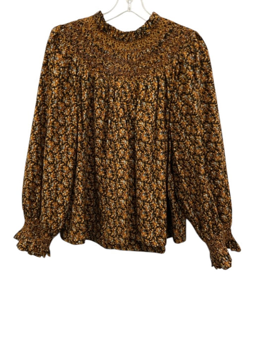 Doen Size XL Orange, Black & blue Organic Cotton Puff 3/4 Sleeve Top Orange, Black & blue / XL