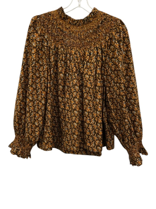 Doen Size XL Orange, Black & blue Organic Cotton Puff 3/4 Sleeve Top Orange, Black & blue / XL