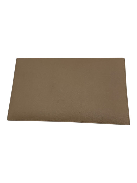 Saint Laurent Beige Pebble Leather gold logo Magnetic Flap Envelope Clutch Bag Beige / XS