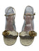 Gucci Shoe Size 42 Gold Crinkle Leather Metallic High Block Heel Sandals Gold / 42