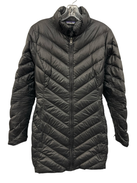 Patagonia Size L Black Polyester Puffer Zip Up Pockets Jacket Black / L
