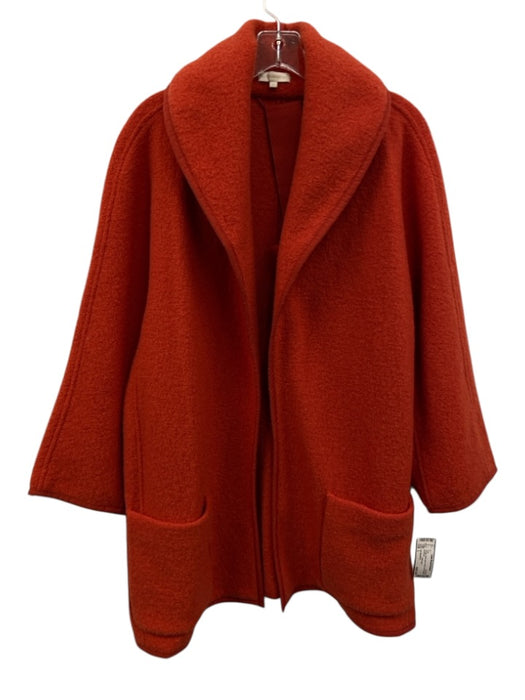 Ann Mashburn Size L Orange Wool Open Front Front Pockets Coat Orange / L