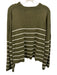 La Ligne Size L Green & White Cotton Striped Crew Neck Cropped Sweater Green & White / L