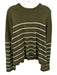 La Ligne Size L Green & White Cotton Striped Crew Neck Cropped Sweater Green & White / L