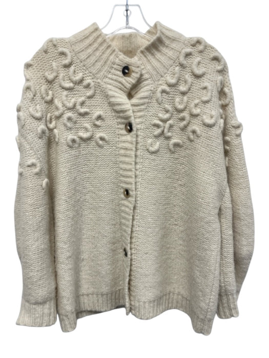 Mirth Size M Ivory Baby Alpaca, Merino Wool, Polyamide Button Front Sweater Ivory / M