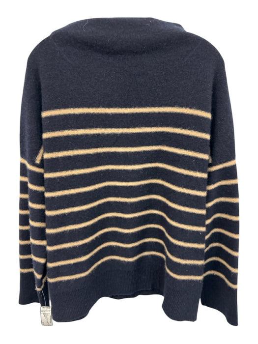 Vince Size L navy blue & tan Cashmere Striped Sweater navy blue & tan / L