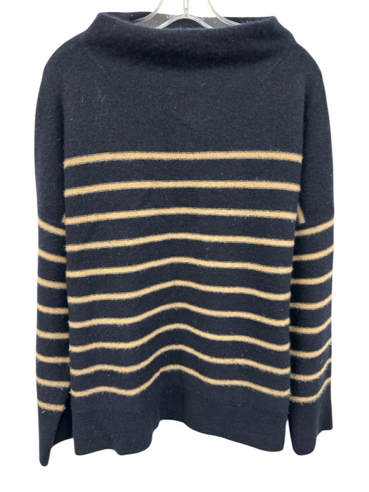 Vince Size L navy blue & tan Cashmere Striped Sweater navy blue & tan / L