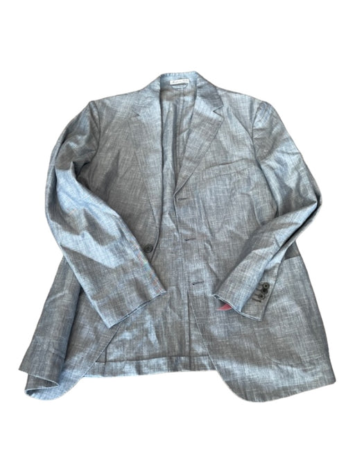 De Corato Light Gray Linen Blend Solid 2 Button Men's Blazer 52