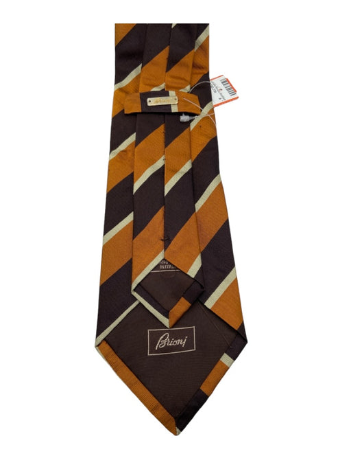 Brioni NWT Brown & Orange Striped Men's Tie