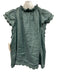 Sea New York Size L Green Ramie Ruffle Cap Sleeve Scalloped high neck Top Green / L